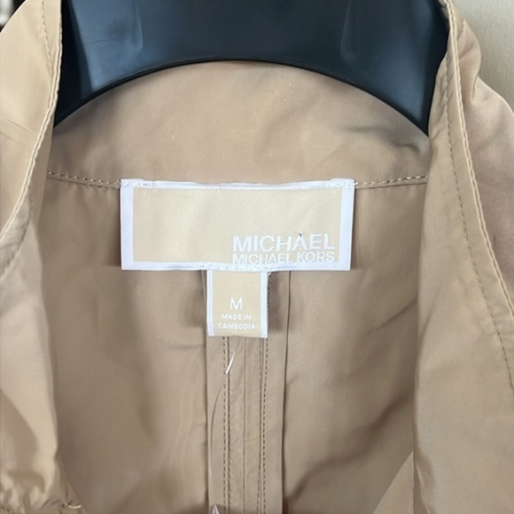 Brand New Michaels Kors Khaki Drawstring Waist Button Up Jacket Neutral Casual - Picture 5 of 16